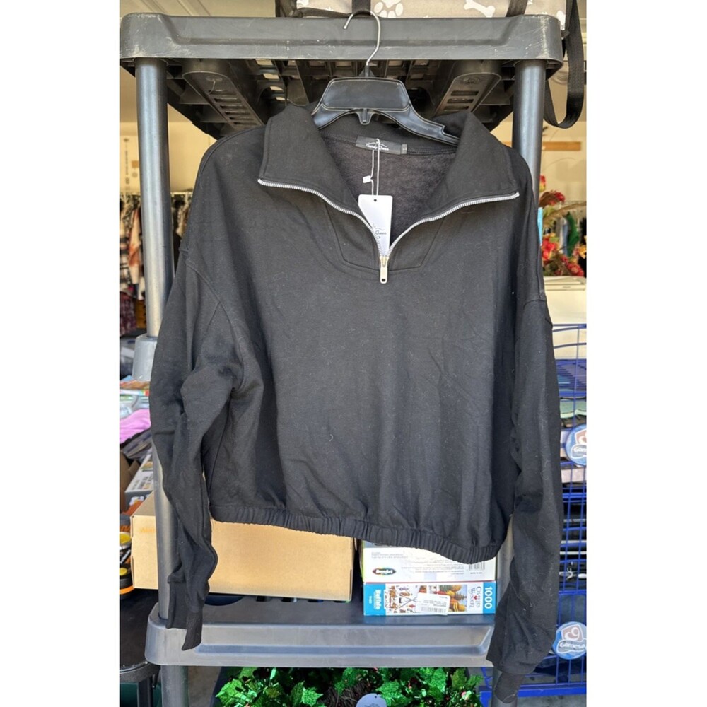 Trendy Queen Oversized Pullover Sweatshirt Black Size Large New with Tags